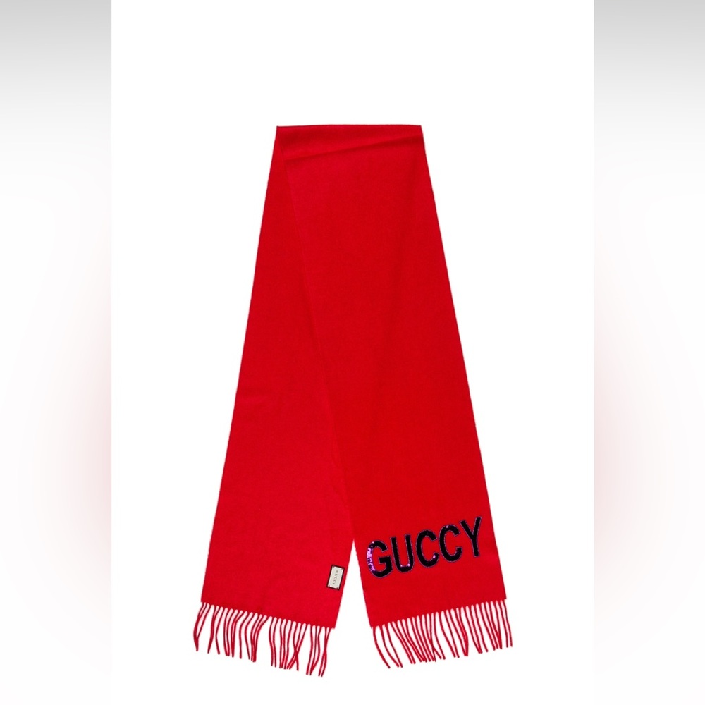 NWT Gucci embellished red scarf.